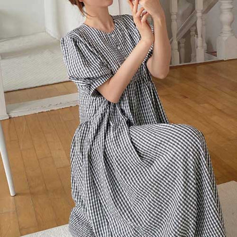 여름 잠옷 드레스 세트 MILKY CHECK SLEEPWEAR DRESS / SET