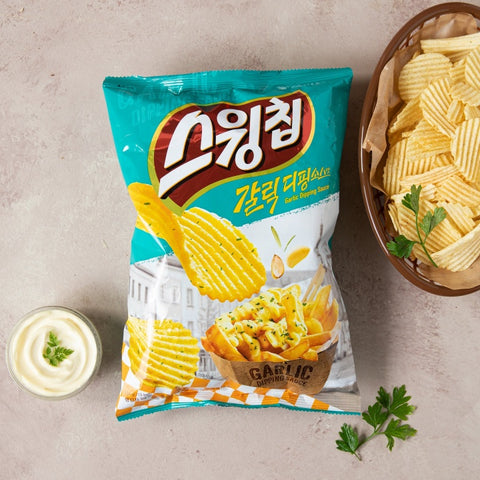 오리온 스윙칩 갈릭디핑소스맛/볶음고추장맛 124g