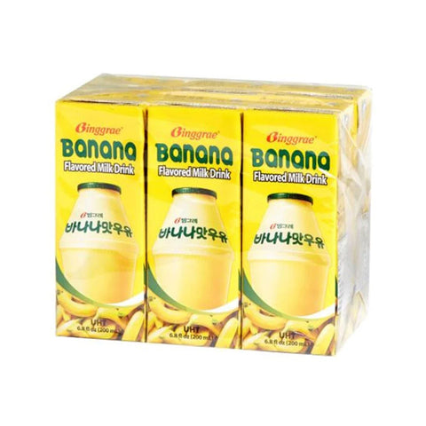 빙그레 우유 시리즈 바나나맛 BANANA FLAVORED MILK 200ml*6