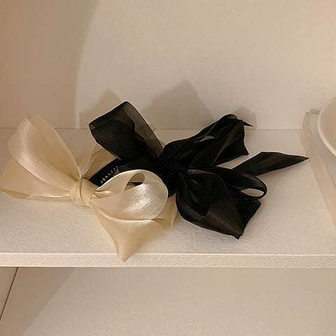 새틴 빅리본 헤어 바나나 핀 Satin Big Ribbon Hair Banana Clip