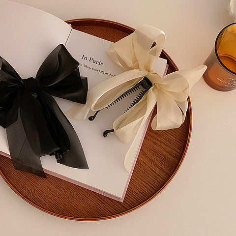 새틴 빅리본 헤어 바나나 핀 Satin Big Ribbon Hair Banana Clip