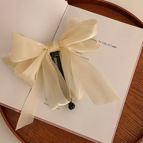 새틴 빅리본 헤어 바나나 핀 Satin Big Ribbon Hair Banana Clip