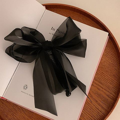 새틴 빅리본 헤어 바나나 핀 Satin Big Ribbon Hair Banana Clip