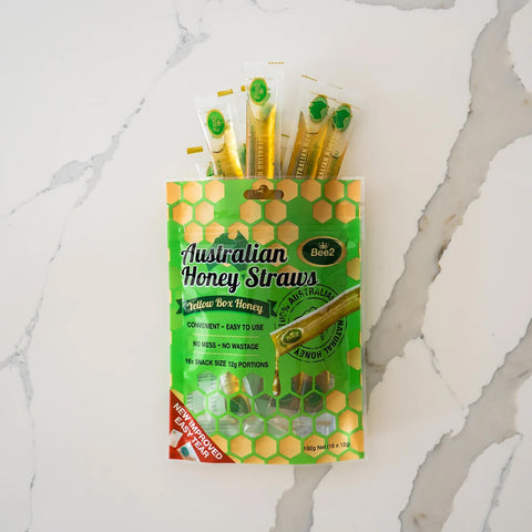 Bee2 Yellow Box Honey Straws (12g x Packs of 16 Straws)