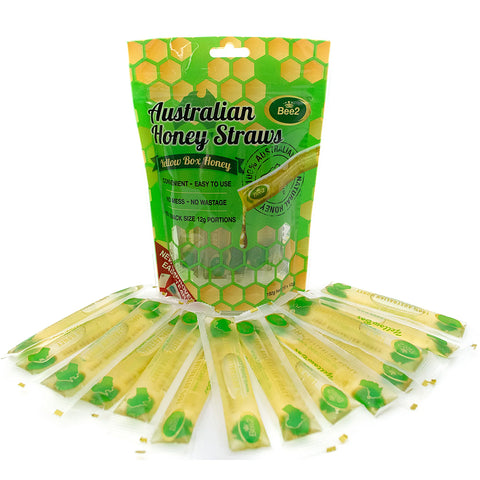 Bee2 Yellow Box Honey Straws (12g x Packs of 16 Straws)