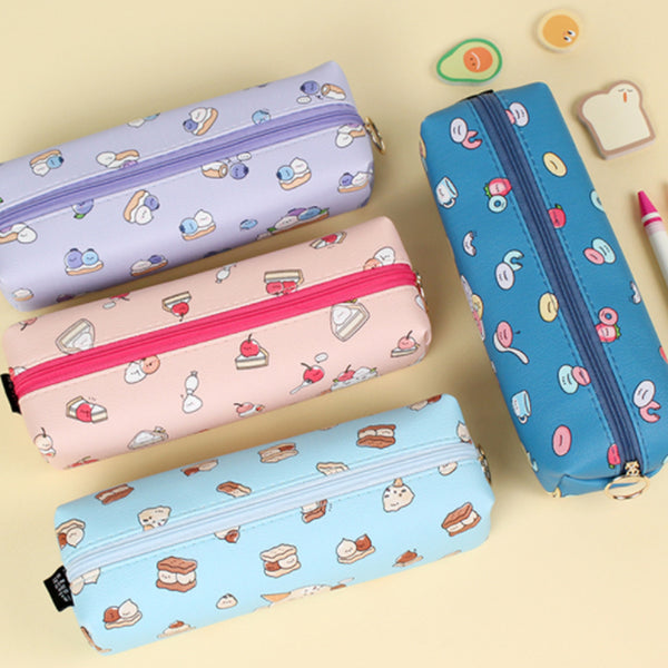 Cute, fluffy illustration, spacious pen storage, fluffy patterned pencil case