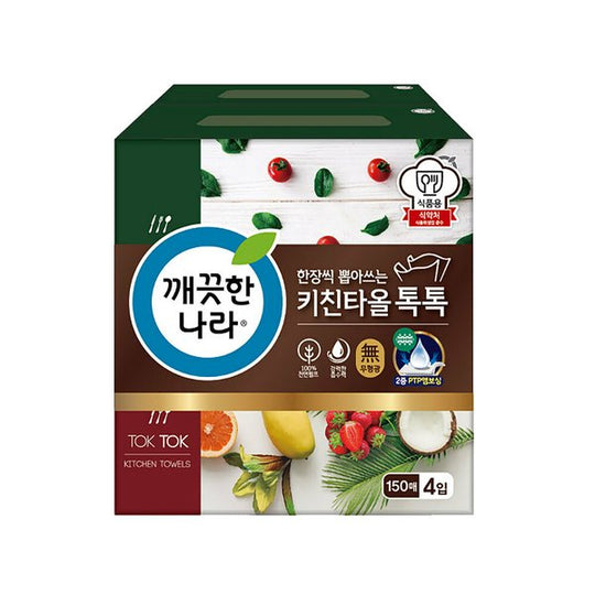 깨끗한나라 뽑아쓰는 키친타올 톡톡 1팩(150매x4입) Kleannara Tok Tok Kitchen Paper Towels