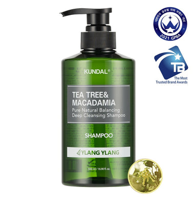 쿤달 티트리앤마카다미아 딥 클렌징 지성샴푸 500ml (베이비파우더) KUNDAL Tea Tree&Macadamia Pure Natural Balancing Deep Cleansing Shampoo (Baby Powder)