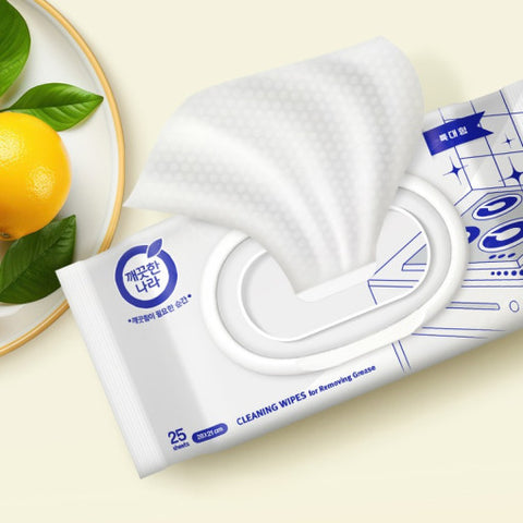 셌나라 기름싹 새싹 클리닝티슈 빅와이드 캡형 클리나라 기름제거용 클리닝 물티슈 25wipes/1box