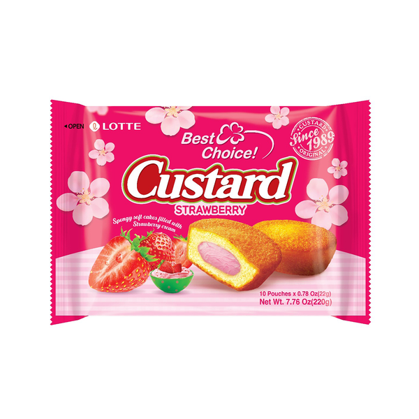 Lotte Custard بالفراولة 220g Lotte Custard Strawberry Cake 10pk
