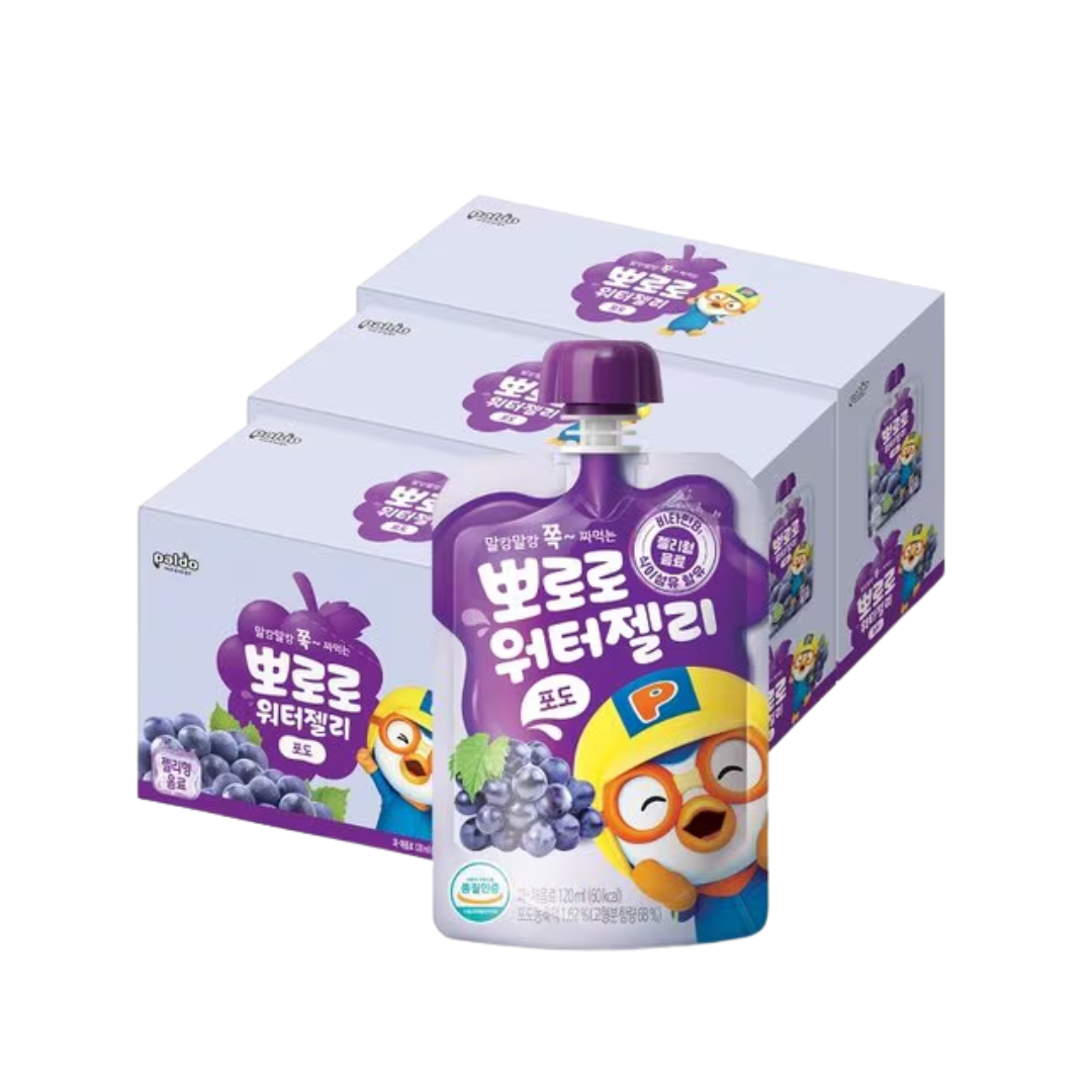 뽀로로 워터젤리 복숭아/오렌지/포도 1박스(120ml*10개) Pororo Water Jelly Peach/Orange/Grape