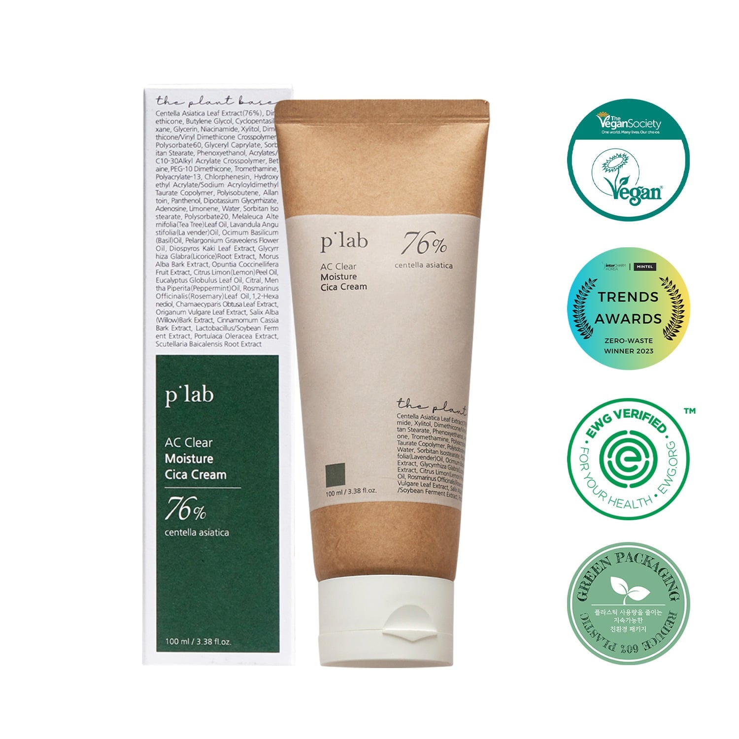 플랜트베이스 AC 클리어 모이스쳐 시카 수분크림 PLANT BASE AC Clear Moisture Cica Cream 100ml