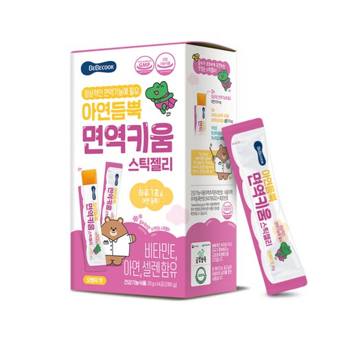 베베쿡 균일한 챔피언십 키움/아연듬처리 규모 키움스틱젤리 1박스(20gx14포) 어린이용 스틱 젤리
