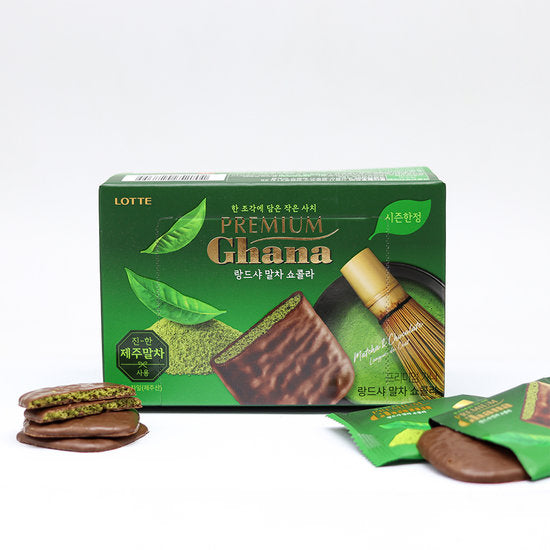 Lotte Premium Ghana Langue de Chat Matcha Chocolate 91g
