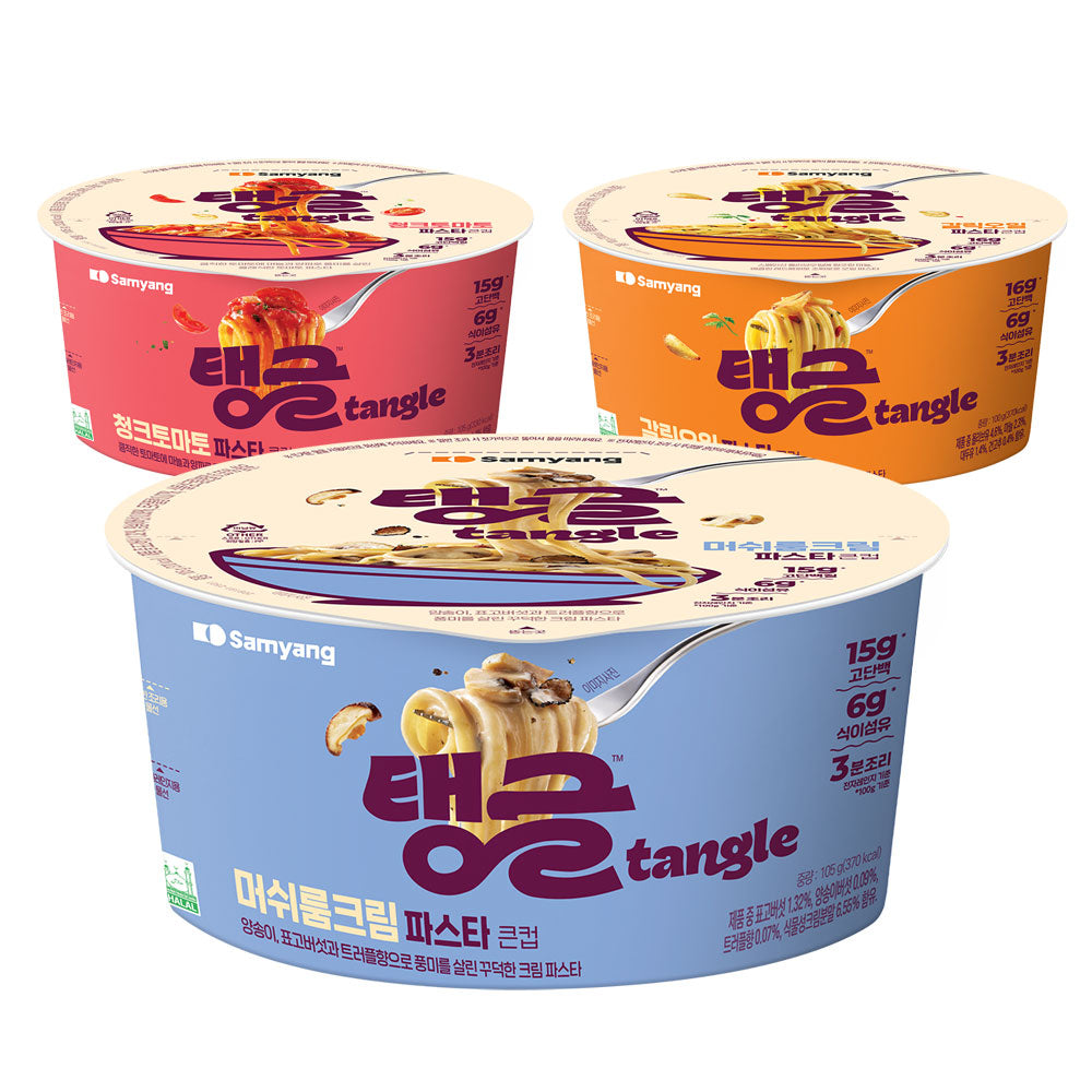 3분만에 만드는 밥🍝 탱글 파스타 컵 갈릭오일/크리미머쉬룸 105g 탱글 파스타 컵 105g