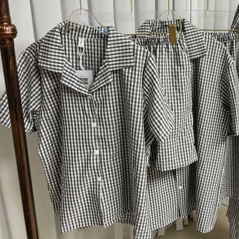 여름 잠옷 드레스 세트 MILKY CHECK SLEEPWEAR DRESS / SET