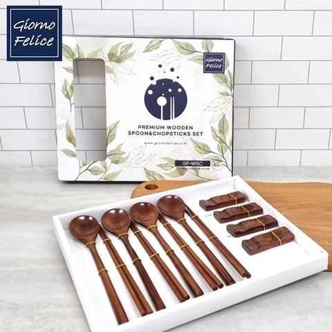 죠르노 펠리체 프리미엄 옻칠 나무 수저 세트 Ottchil Wooden Spoon & Chopstick set (4 people)