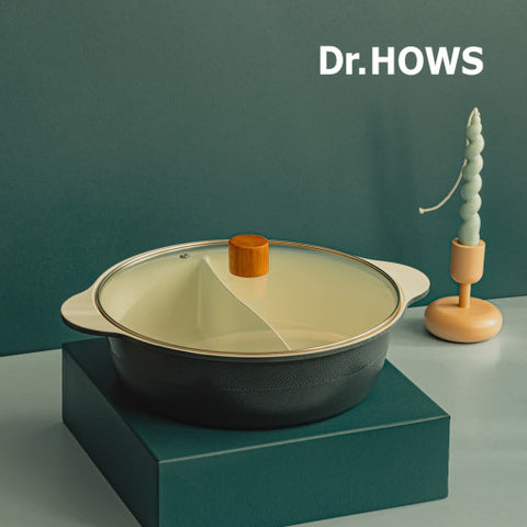 닥터하우스 투팟 반반 전골냄비 Dr.Hows Two pot Half&Half Hot Pot 28cm 2 colours