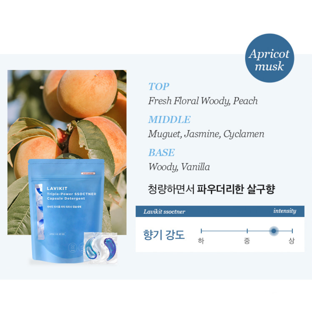 30% SALE💙라비킷 트리플 파워 캡슐세제 3종 LAVIKIT Triple Power Capsule Detergent 3kinds 30capsule