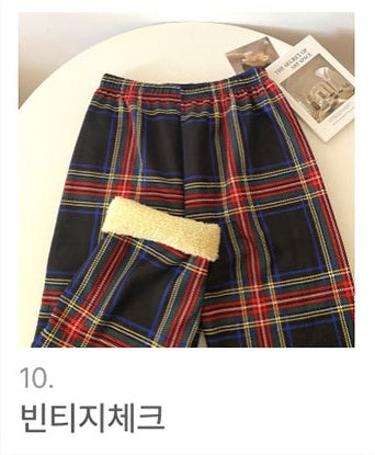 겨울 양털체크 바지 홈웨어 Winter Fleece Checkered Pajama Pants (5 Colors)