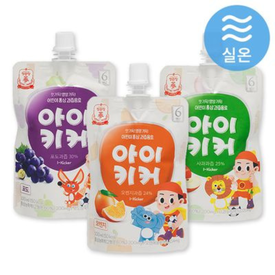 어린이 홍삼 과즙음료! 정관장 아이키커 사과/오렌지/포도 1박스(100ml*10개) JUNG KWAN JANG Kids Red Ginseng Fruit Drink