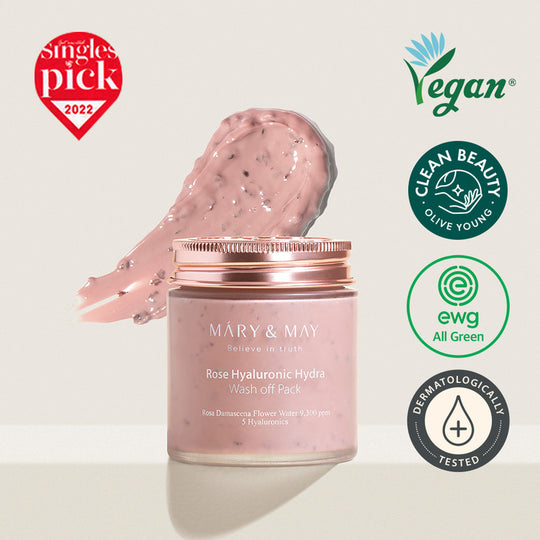 마리엔메이 로즈 히알루로닉 하이드라 워시오프팩 125g Mary&May Rose Hyaluronic Hydra Wash off Pack