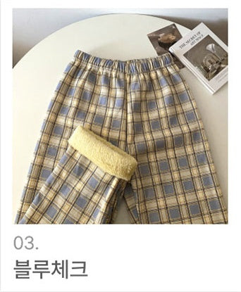 겨울 양털체크 바지 홈웨어 Winter Fleece Checkered Pajama Pants (5 Colors)