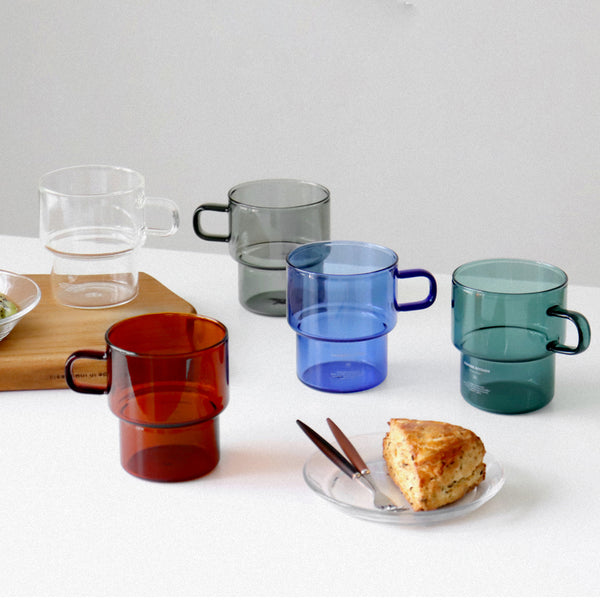 كوب زجاجي قابل للتكديس كاموميه كيتشن KAMOME KITCHEN Stackable Glass Mug 400ml 4 colours