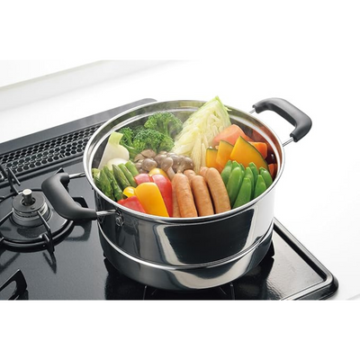 스테인리스 깊은 냄비 PEARL METAL Stainless Steel Deep Pot with Glass Lid (22cm)