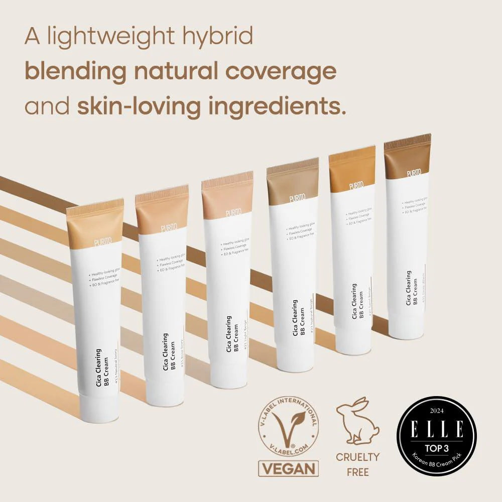 퓨리토 시카 클리어링 BB 크림 #21 라이트 베이지 30ml | [PURITO] Cica Clearing BB Cream #21 Light Beige