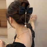 아이리 진주드롭 리본 집게핀 Pearl drop Ribbon Clip