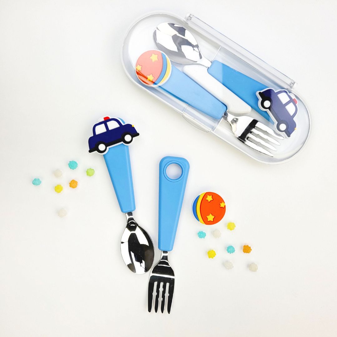 Flex&Lock Spoon & Fork Set (Pink / Blue / Green)