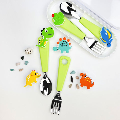 Flex&Lock Spoon & Fork Set (Pink / Blue / Green)