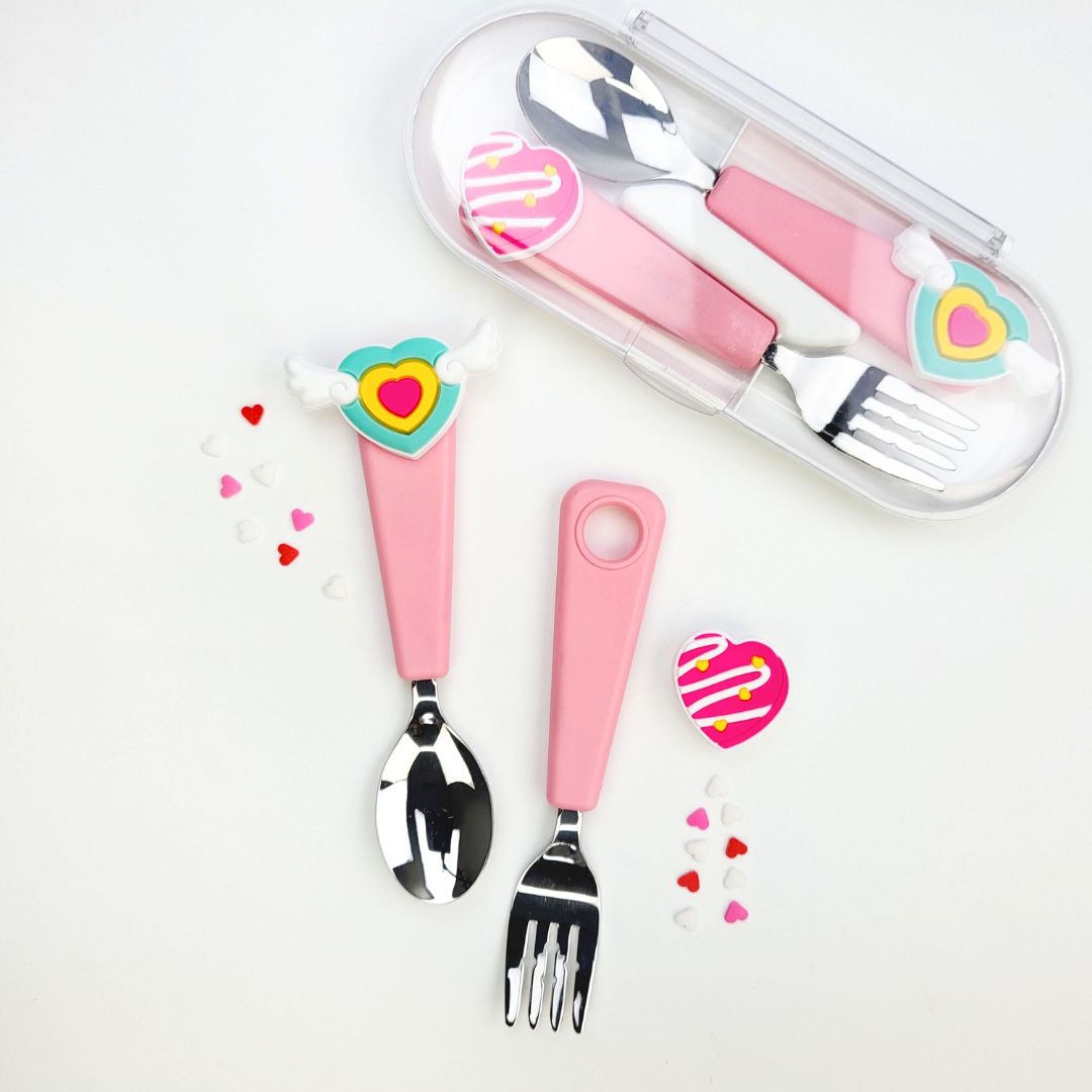 Flex&Lock Spoon & Fork Set (Pink / Blue / Green)