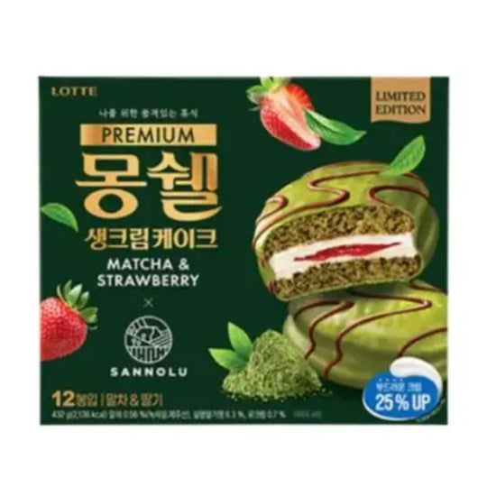 Lotte Premium Moncher Matcha Strawberry 432g (12pk)