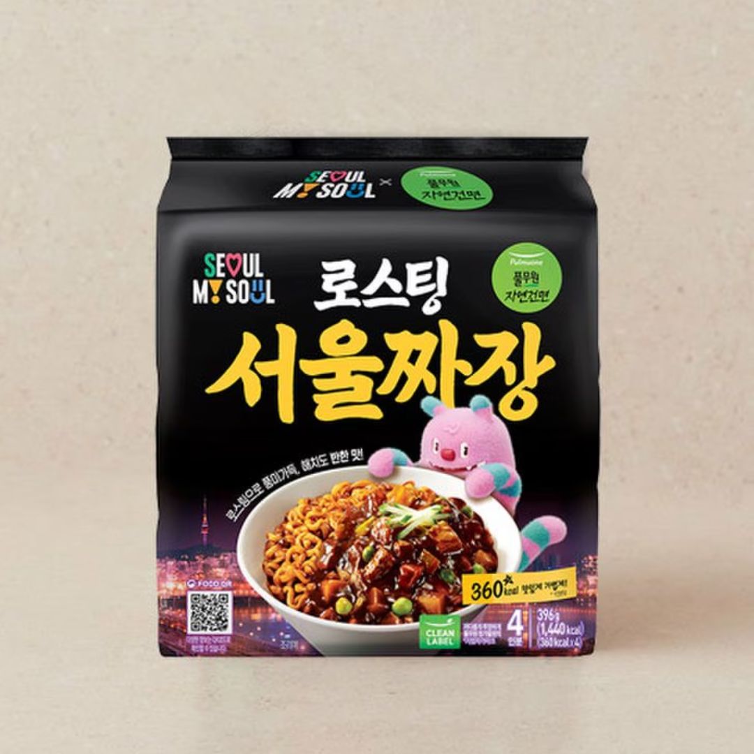 Pulmuone Roasted Seoul Black Bean Noodles 4ea