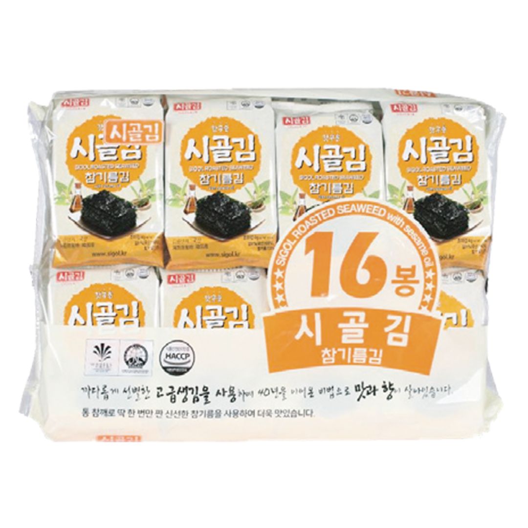 Sigol Gim Sesame Oil Roasted Seaweed 4g × 16 Packs