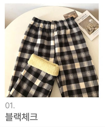 겨울 양털체크 바지 홈웨어 Winter Fleece Checkered Pajama Pants (5 Colors)