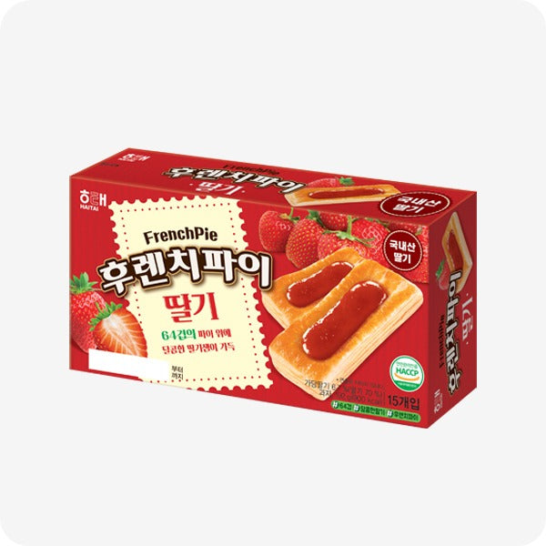 해태 후렌치파이 (딸기/사과/쁘띠초코/매실) 15개입 Haitai FrenchPie (Strawberry/Apple/Petit Chocolate)