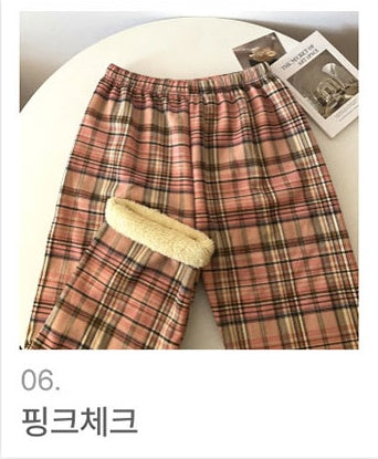 겨울 양털체크 바지 홈웨어 Winter Fleece Checkered Pajama Pants (5 Colors)