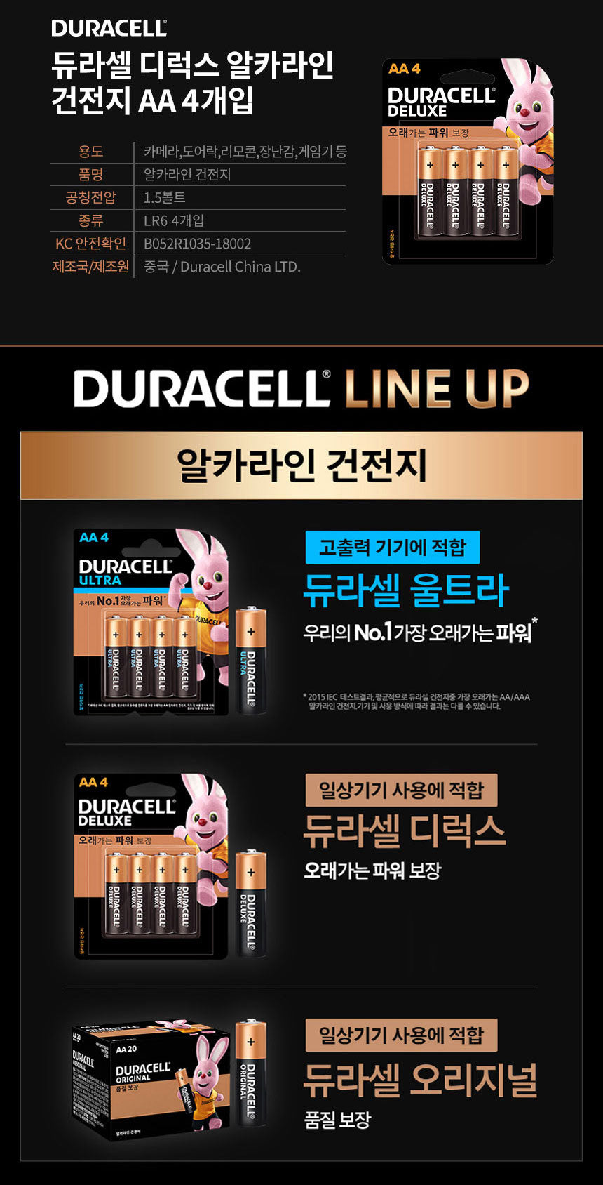 듀라셀 AA 건전지.