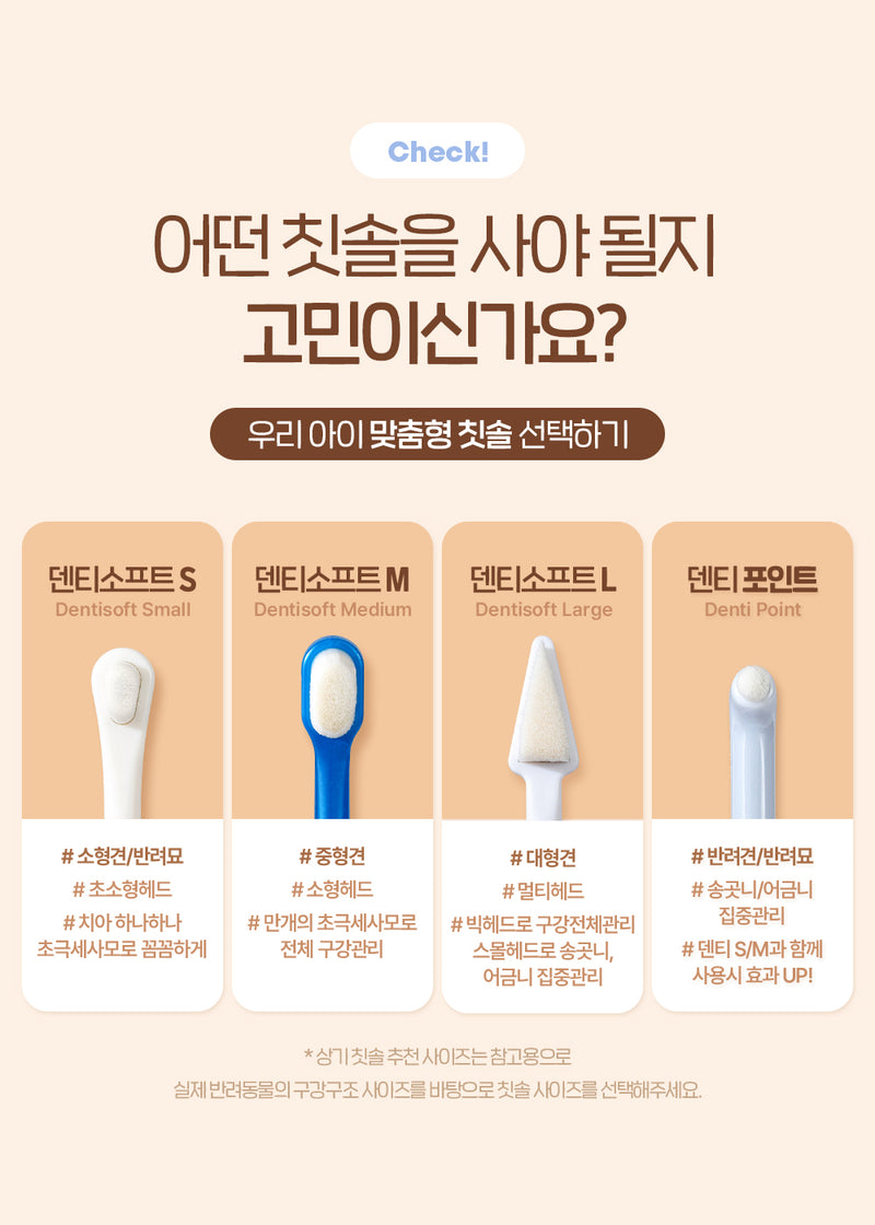 덴티소프트 반려동물 칫솔 M