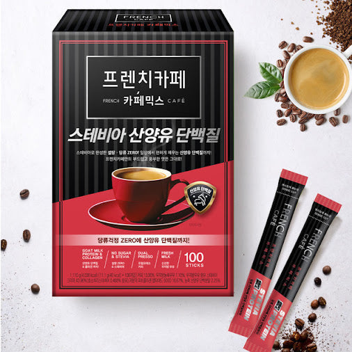 설탕 당류 Zero! 프렌치카페 카페믹스 스테비아 & 스테비아 산양유 단백질 커피 FRENCH CAFE Stevia Coffee & Stevia Goat Milk Protein Coffee 100 sticks