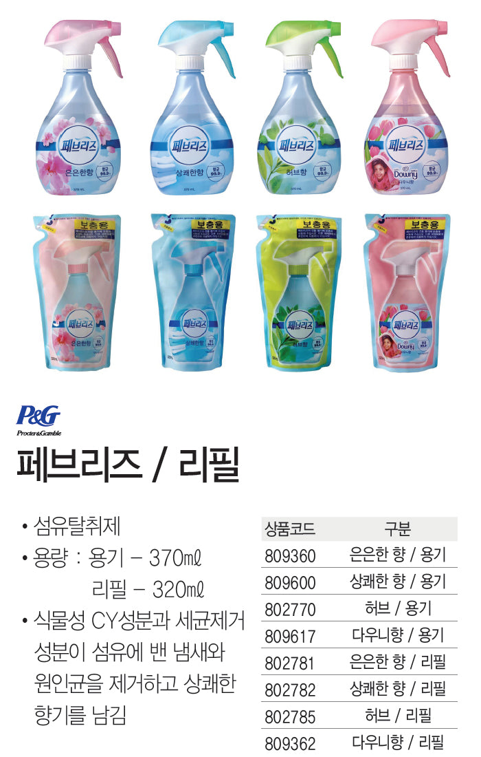 [피죤] 페브리즈 리필 다우니 320ml