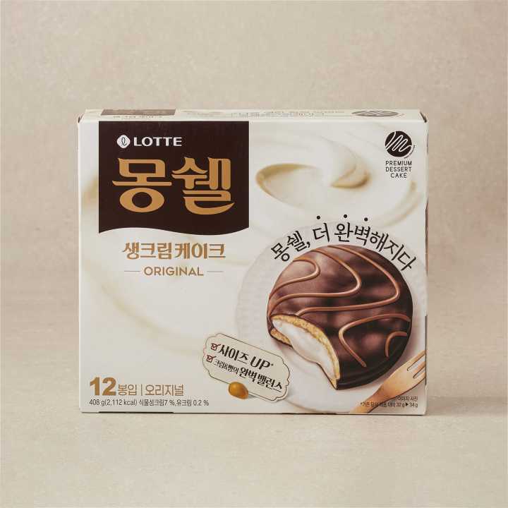 롯데 몽쉘 카카오 생크림케이크 12개입 (408g) | [LOTTE] Monchel Cacao 34g*12p