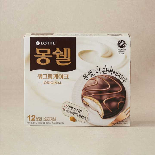 롯데 몽쉘 카카오 생크림케이크 12개입 (408g) | [LOTTE] Monchel Cacao 34g*12p