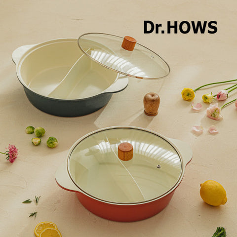 닥터하우스 투팟 반반 전골냄비 Dr.Hows Two pot Half&Half Hot Pot 28cm 2 colours