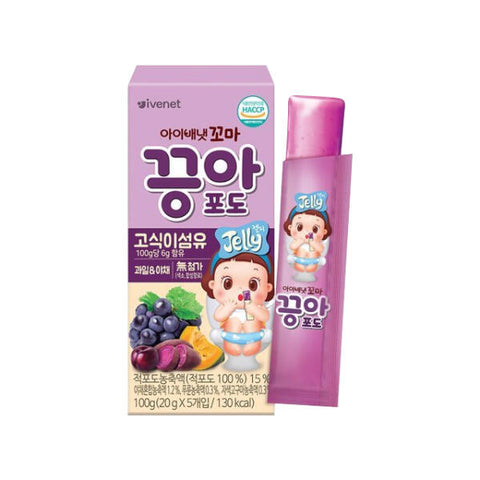 아이배냇 꼬마 끙아젤리 포도 20g*5 (100g) | [IVENET] Kids Fiber Jelly Grape 20g*5p
