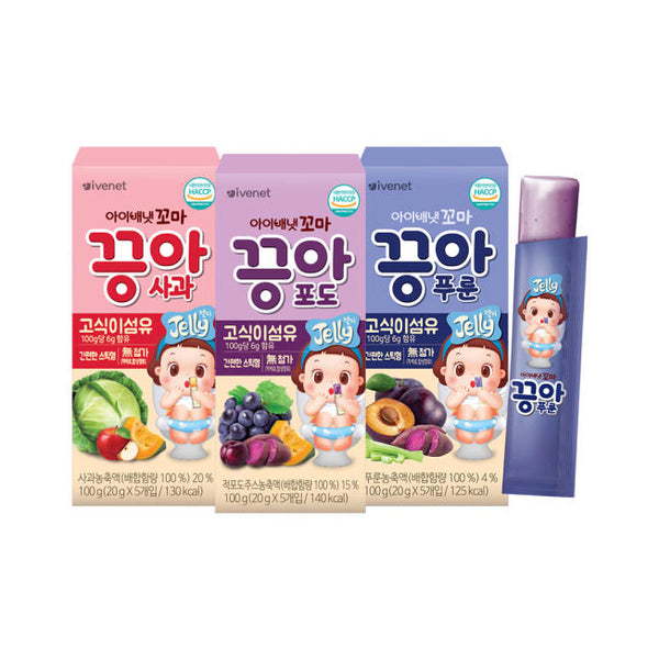 아이배냇 꼬마 끙아젤리 사과 20g x5p | [IVENET] KIDS Fiber Jelly Apple 20g*5p