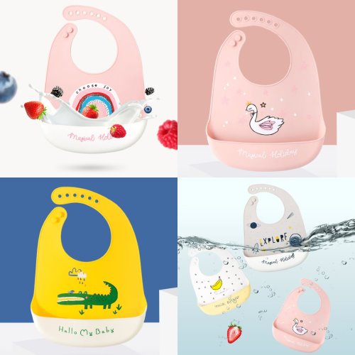 흐르는 물에 세척! 나비드림 파스텔 실리콘 턱받이 Baby Silicone Bib
